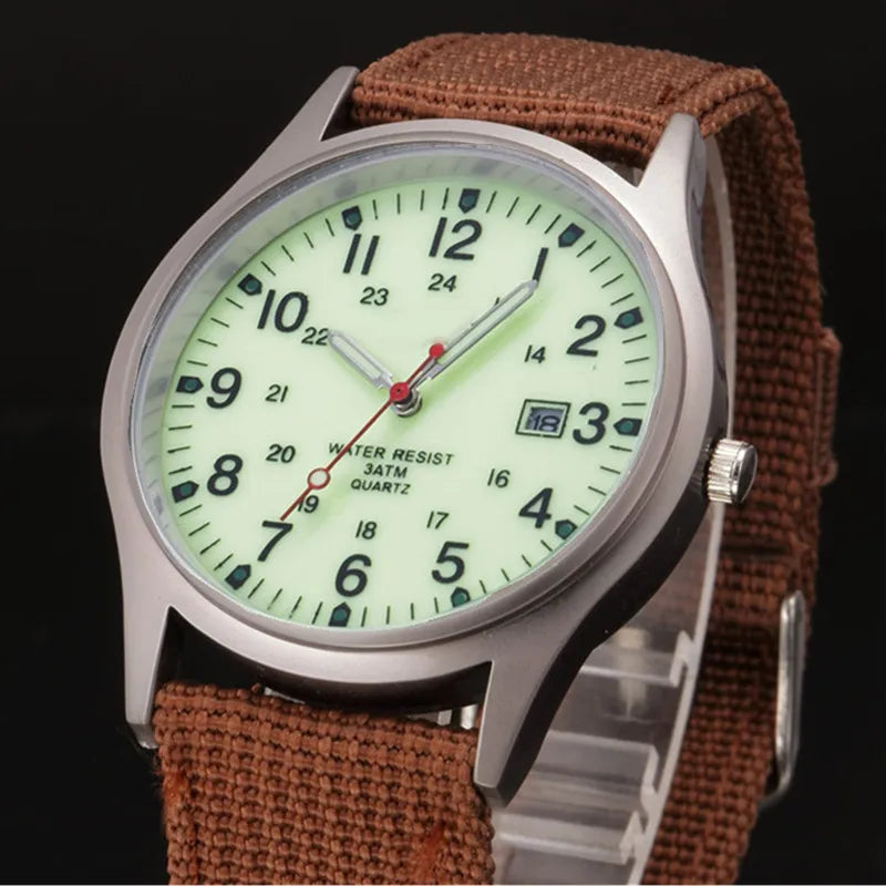 Ragazzi marca orologi economici uomo moda casual cinturino in nylon sport esercito regali data orologio da polso al quarzo fluorescente Relogio Masculino