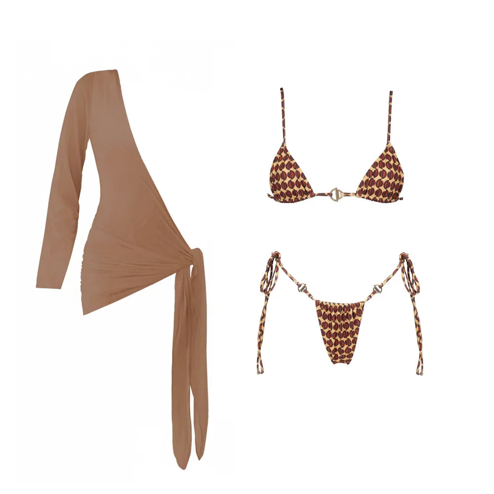 Costume da bagno bikini sexy con scollo all'americana con pantaloni Costumi da bagno Donna Bikini brasiliano Costume da bagno a gamba alta Estate femminile