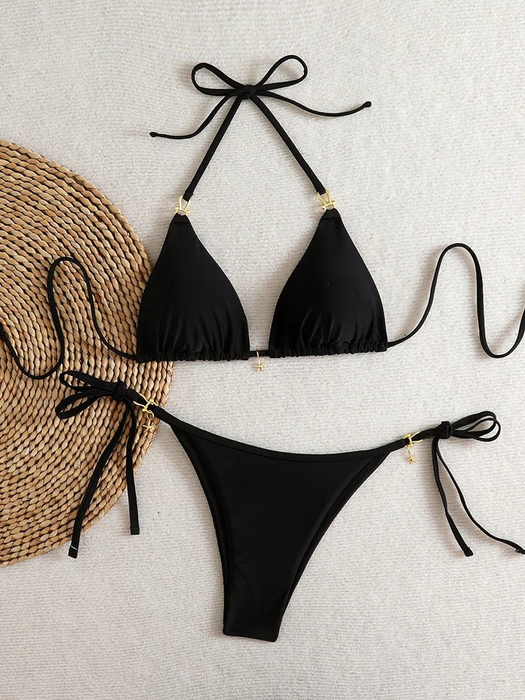 Micro Bikini Triangolare Sexy 2026, Costume da Bagno da Donna, Abbigliamento da Spiaggia, Set Bikini a Due Pezzi con Perizoma Estivo