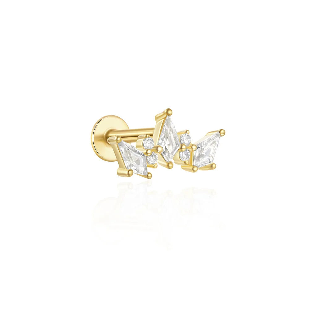 Orecchini con polsini piatti filettati con nappa tempestata di diamanti di nuovo stile, accessori per orecchie in stile europeo e americano.