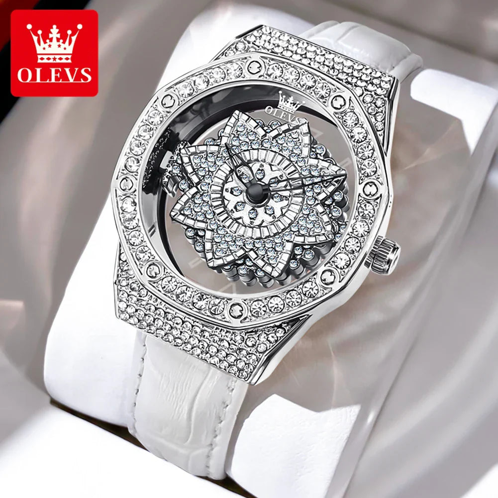 OLEVS 9996 Orologio Elegante di Lusso da Donna, Orologio al Quarzo Scheletrato, Impermeabile, con Quadrante Luminoso e Diamanti, Regalo Originale