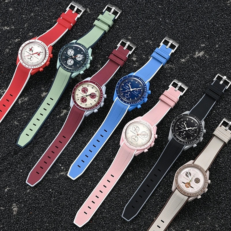 Per Omega Swatch 20mm Curva cinturino per orologio Speedmaster MoonSwatch Planet Snoopy cinturino cinturino a sgancio rapido braccialetto in gomma
