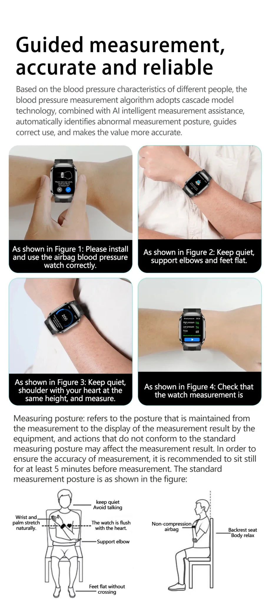 2026 Nuovo aggiornamento AI diagnostico Airbag pressione sanguigna precisa salute SmartWatch acido urico ECG lipidi nel sangue Smartwatch uomo donna