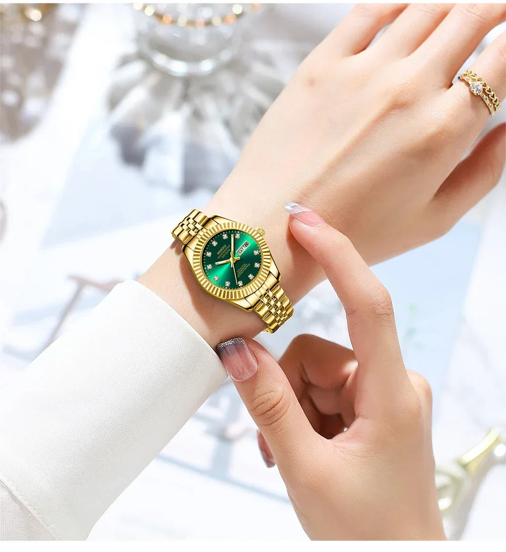 NIBOSI Orologi da donna con diamanti Orologio da donna casual di moda di lusso delle migliori marche Orologio da donna con data settimanale automatica impermeabile Reloj
