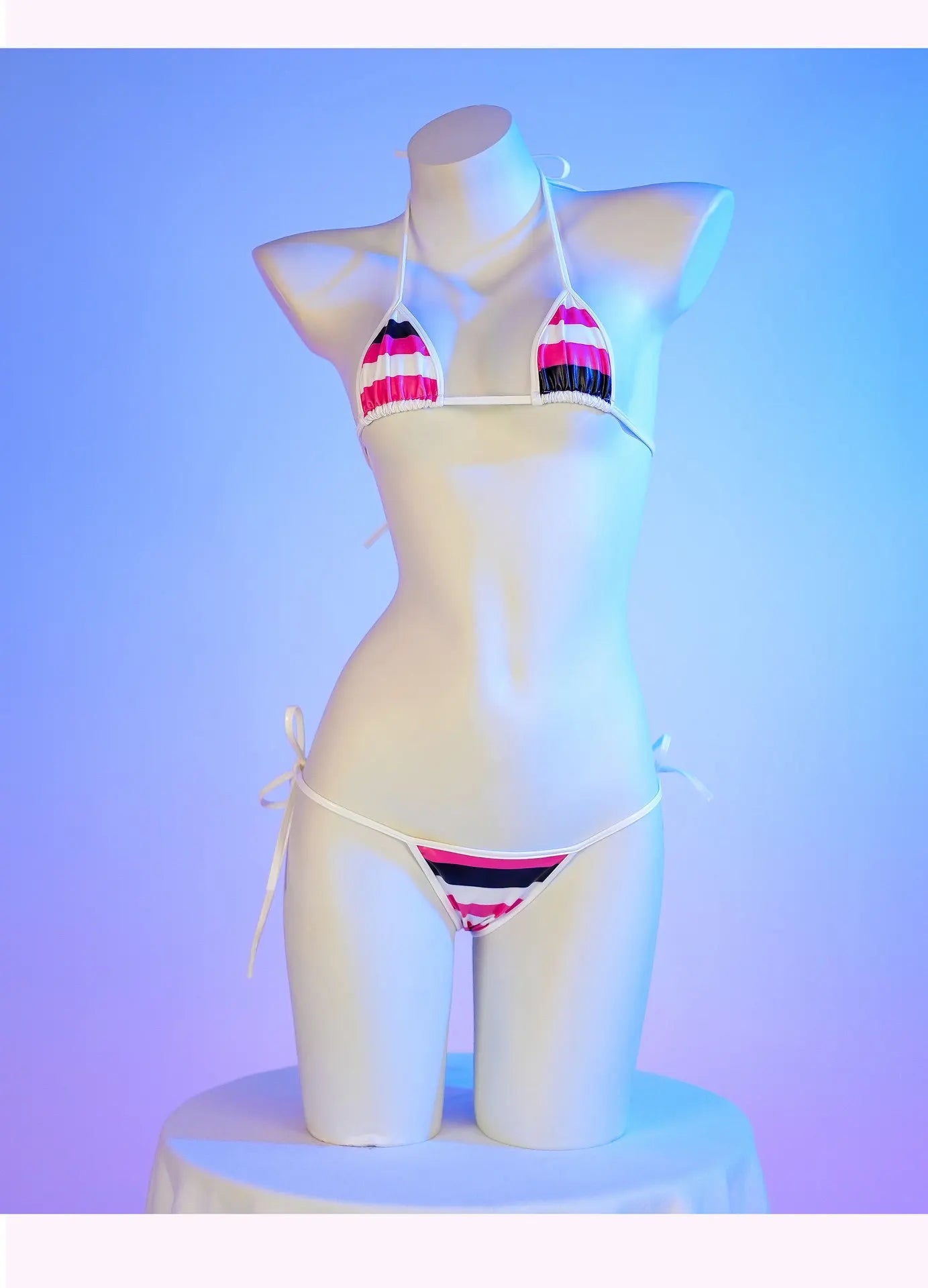 Set bikini in pelle con stampa a strisce classiche Nuovo costume da bagno sexy con fasciatura Costumi da bagno donna Costumi da bagno estivi Costume da bagno taglio alto
