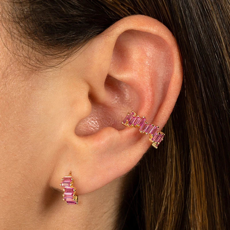 Lussuosa geometria 925 orecchio in argento sterling Ago rosa serie zircone orecchini a cerchio pendenti dolce moda regali di gioielli da sposa