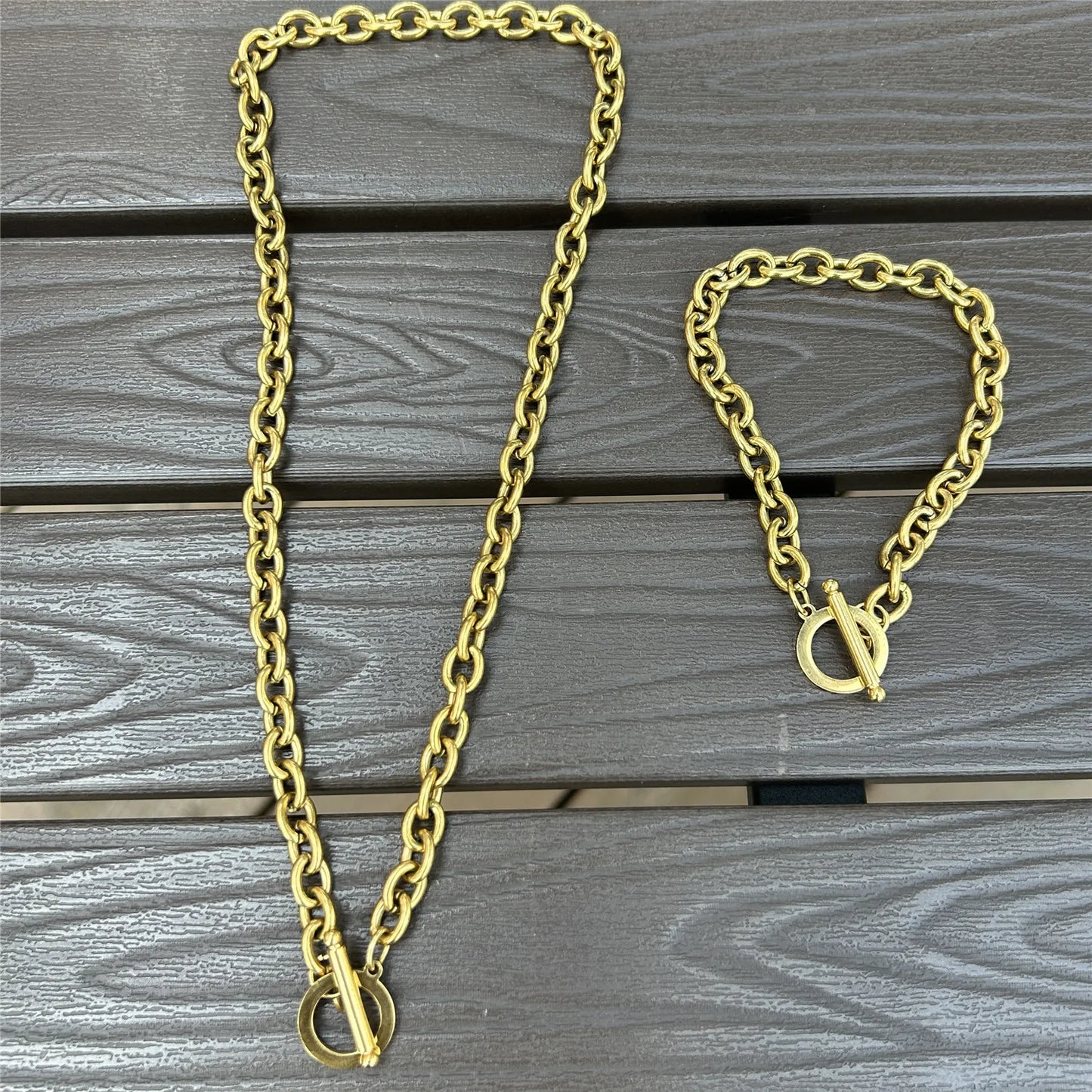 Set di gioielli con ginocchiera in acciaio inossidabile di nuovo stile per uomo e donna, set di bracciali e collane con catena a maglie