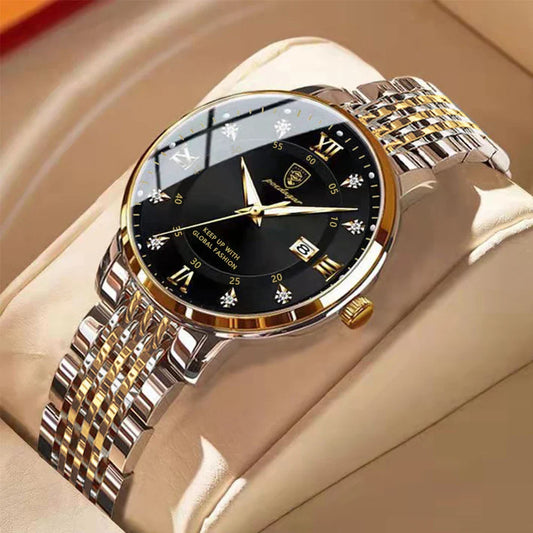 POEDAGAR Orologio da donna di lusso Orologio da donna impermeabile in acciaio inossidabile con data luminosa Orologi al quarzo da donna semplici e casual alla moda