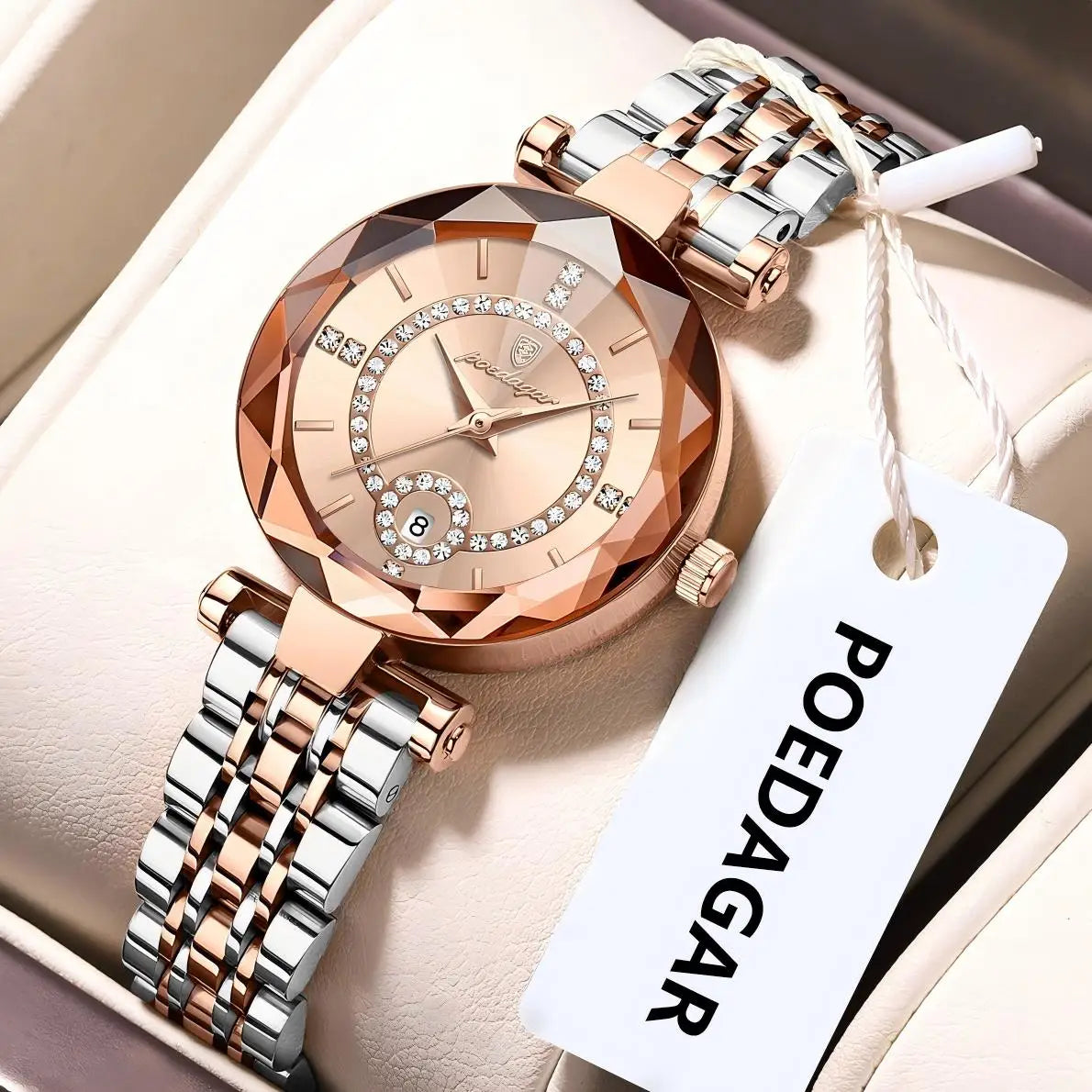 POEDAGAR Orologio da polso originale alla moda per donna Orologio da donna al quarzo con data in acciaio inossidabile impermeabile Orologi da donna casual di lusso