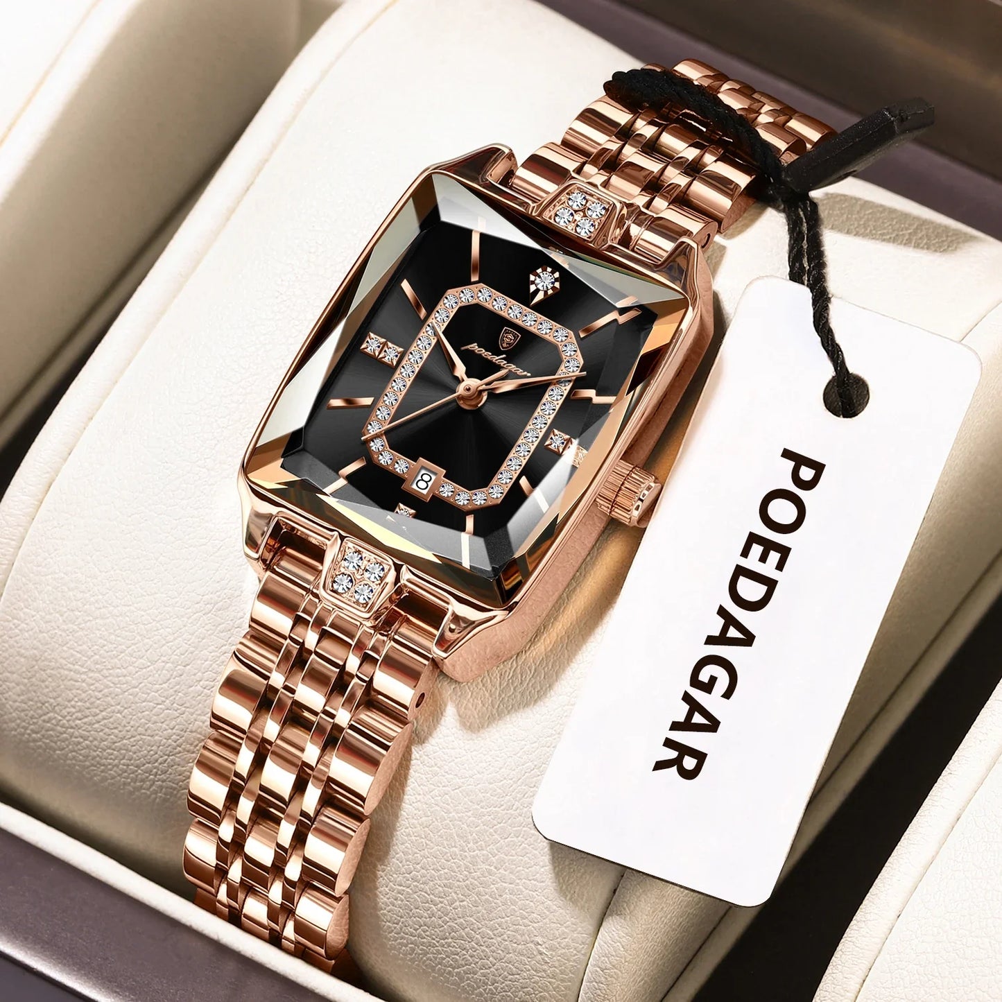 POEDAGAR Orologio da donna di lusso Impermeabile Data Orologio da polso da donna casual di alta qualità Orologio da donna elegante al quarzo in acciaio inossidabile