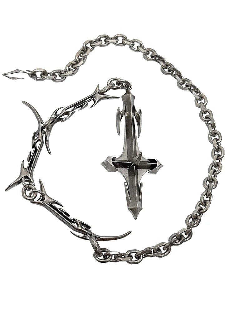 Set di Gioielli Punk Rock per Donne e Uomini, Collane e Anelli con Ciondolo a Croce Gotica, Collezione di Accessori Gioiello Audaci