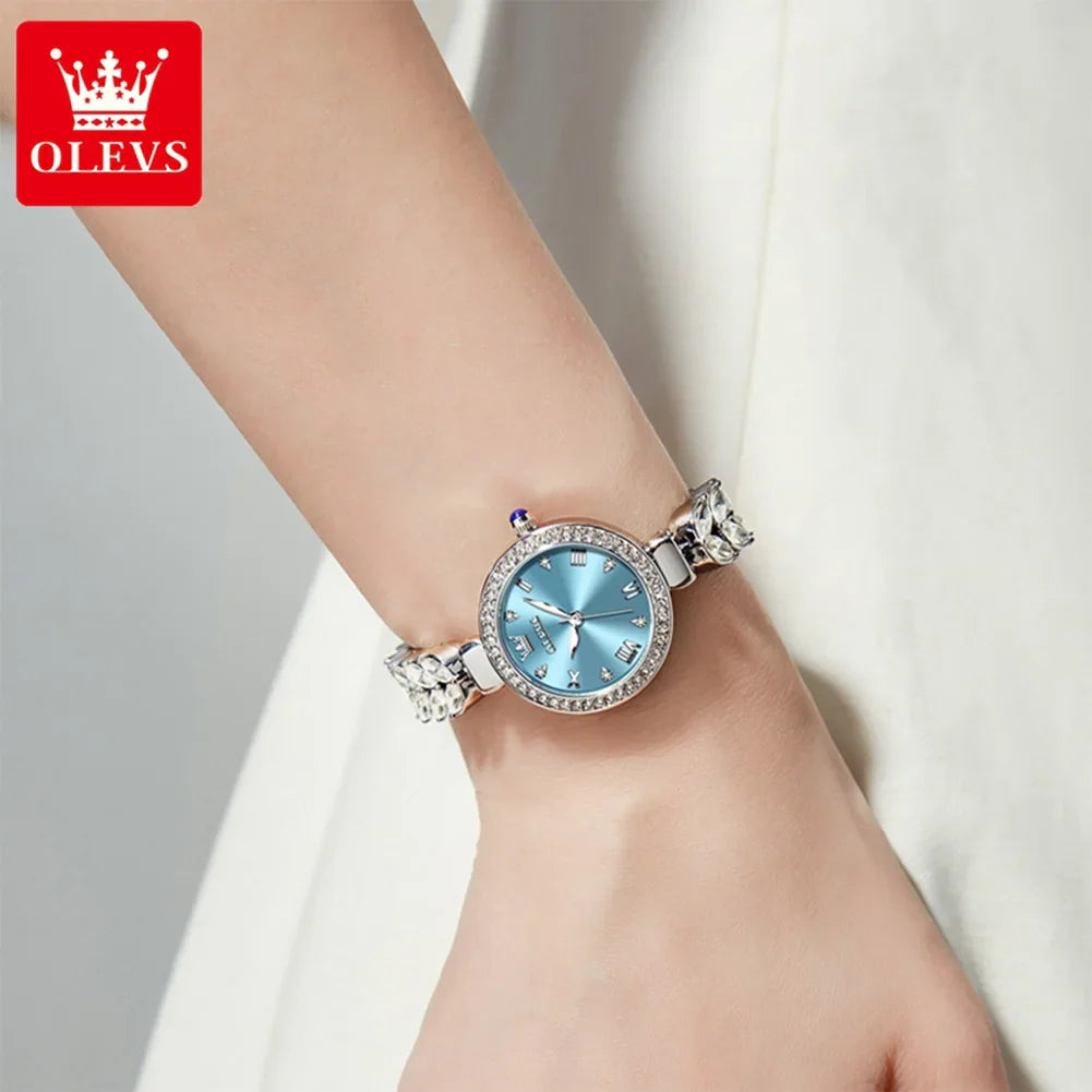 OLEVS 9971 orologio al quarzo per donna scala romana abito elegante orologio da donna moda impermeabile luminoso orologio a mano di lusso originale
