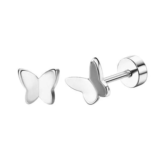 Florideco 1 paio di orecchini a bottone ipoallergenici con retro piatto per donna uomo orecchini a bottone per cartilagine in acciaio inossidabile chirurgico