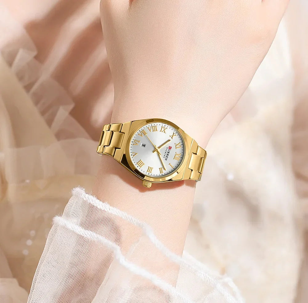 CURREN Orologio da donna, Orologi da donna, Orologi da donna, Abito alla moda impermeabile Bracciale in acciaio inossidabile Orologi analogici Data