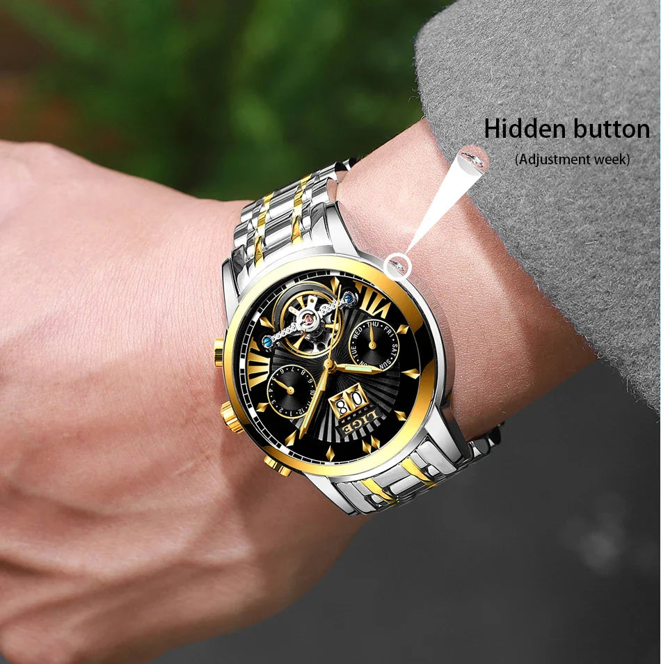 Orologi da Polso Meccanici Automatici LIGE 2026 per Uomo, Marca di Lusso, Orologio da Uomo con Tourbillon, Moda Business, Impermeabile