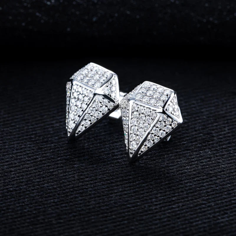 MossanRappr 0.94cttw Moissanite Eleganti orecchini a rombo in argento sterling 925 D Colore ghiacciato Gioielli Hip Hop per uomo Donna