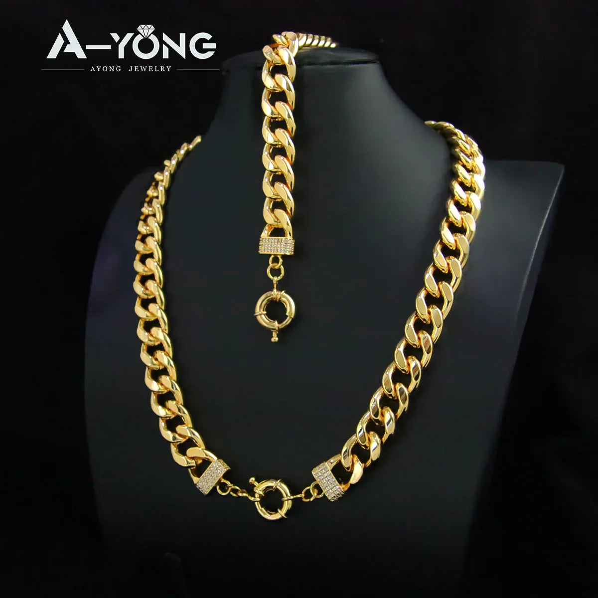 Set di gioielli Hip Hop di lusso placcato oro 21k Dubai Fashoin Collana a catena cubana Arabo Donna Uomo Punk Evento Gioielli per feste