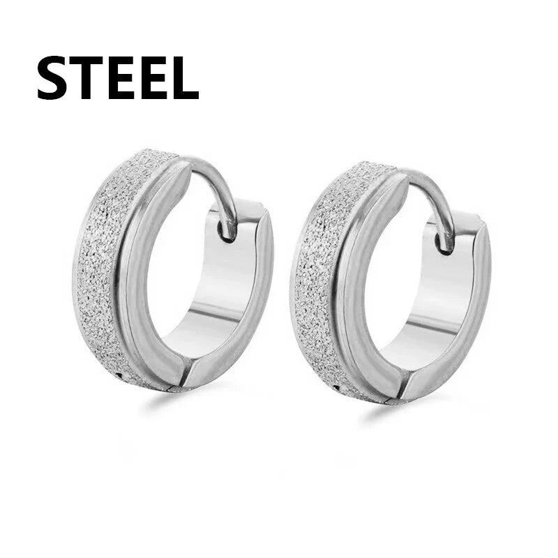 Orecchini a cerchio in acciaio inossidabile con glassa larga 2 pezzi orecchini rotondi neri per donna uomo Punk Vintage Circle Earring Jewelry Statement