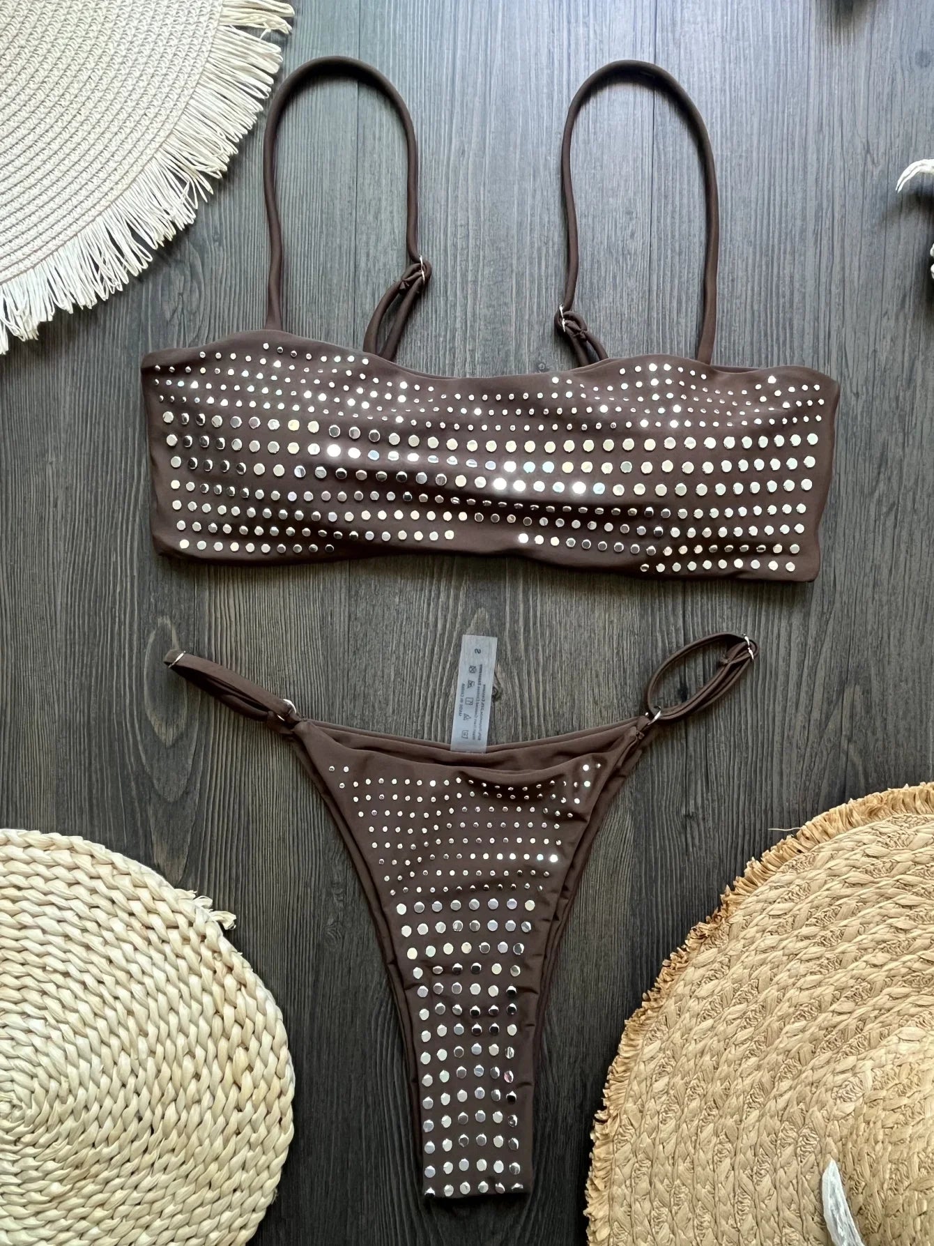 2025 Diamante Bikini Donne Sexy Costume Da Bagno A Fascia Biquini Push Up Costumi Da Bagno Femminile Lucido Costumi da Bagno Floreale Tuta Beachwear