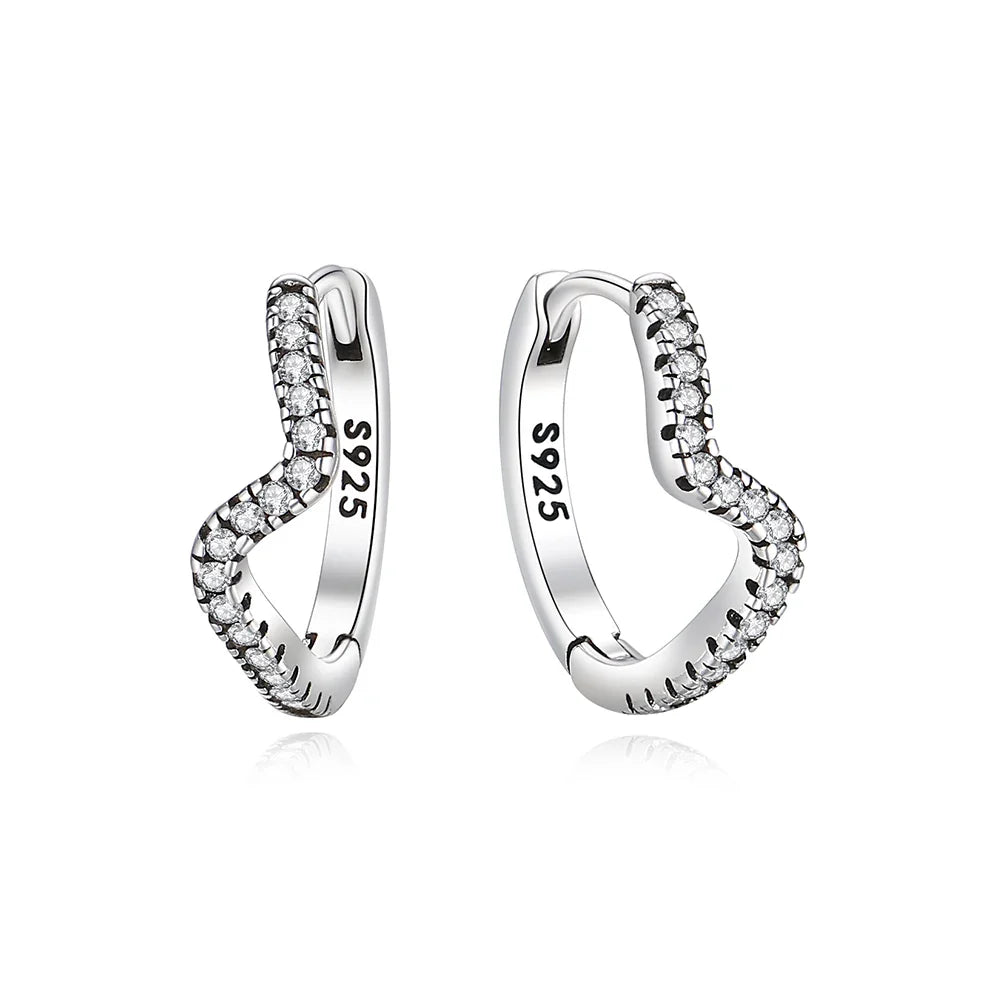 Orecchini Originali in Argento Sterling 925, Modello 2026, a Perno e a Cerchio con Cristalli, per Donna, in Oro Rosa, con Corona, Cuore, Infinito, Ape, Gioielli