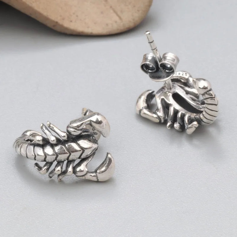 Buyee 925 Sterling Silver unico orecchino carino scorpione animale orecchino per donna uomo moda Punk Fine Jewelry orecchino