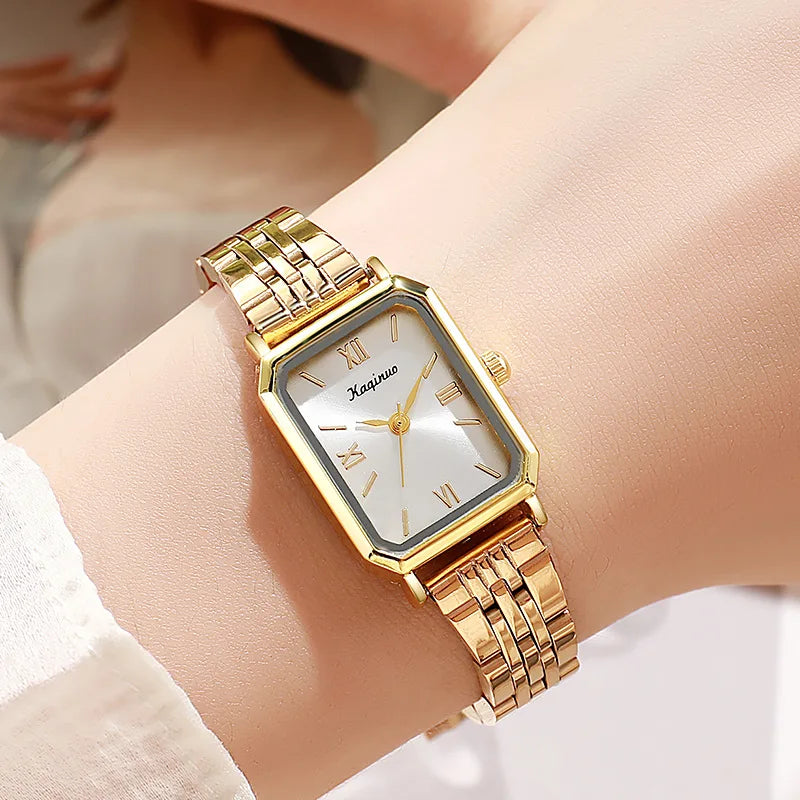 Orologio rettangolare in oro da donna cinturino regolabile in acciaio inossidabile orologio da donna regalo di lusso orologi da polso al quarzo Relojes Para Mujer