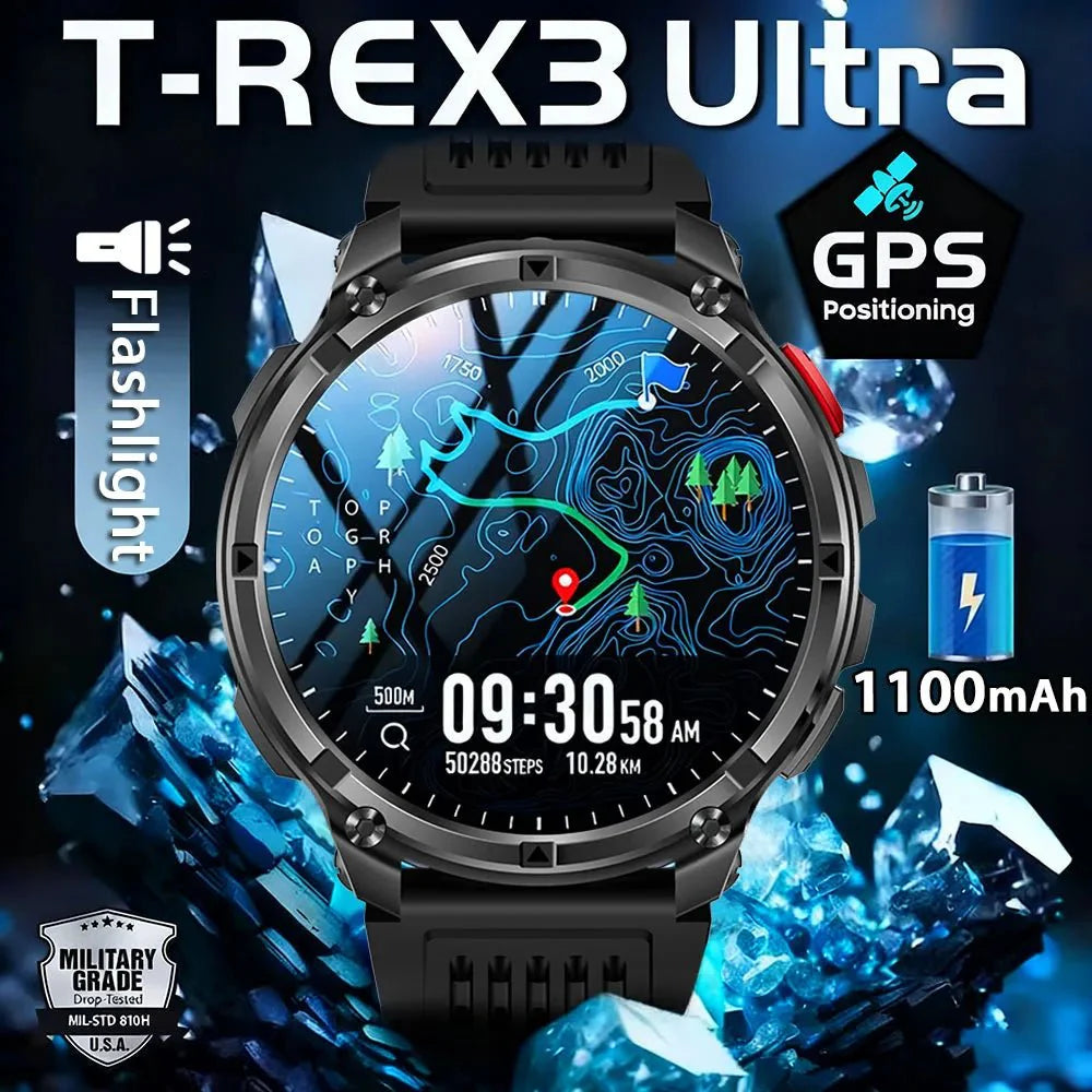 Nuovo T-Rex3 Ultra 1100mAh Batteria Smart Watch GPS Track Bussola IP69K Impermeabile Sport tracker All'aperto Militare Smartwatch
