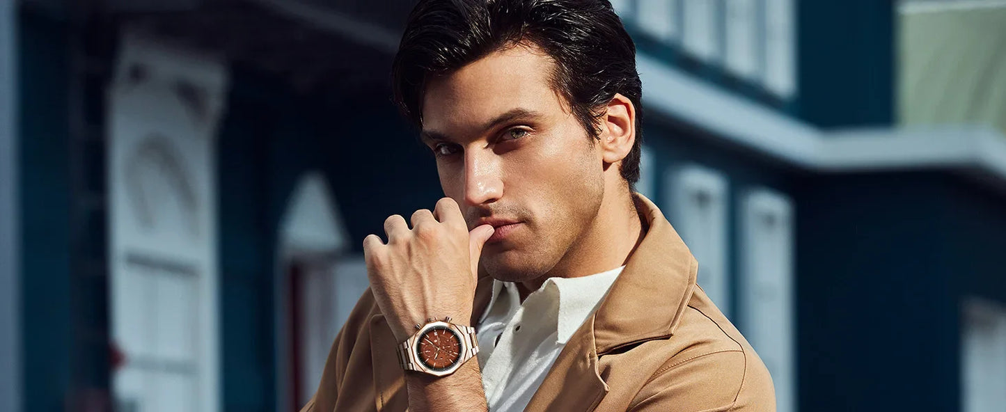 SAPHERO Orologio Cronografo Uomo al Quarzo 5ATM Impermeabile Acciaio Inox con Data, Regalo Perfetto per Padre, Marito, Fidanzato per Natale, Compleanno, San Valentino
