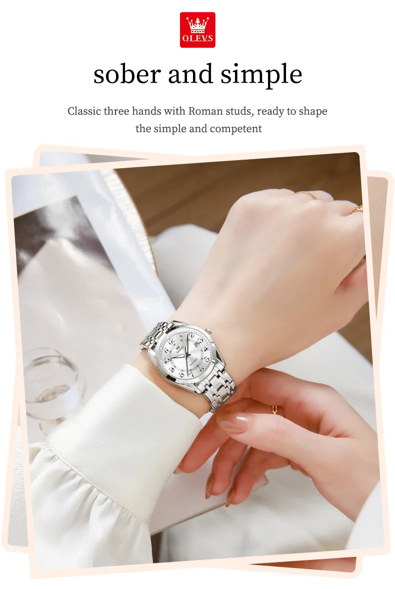 OLEVS 3666 Orologi da Donna Originali al Quarzo Impermeabili Luminosi Regalo per Donna Cronografo con Data Reloj Mujer