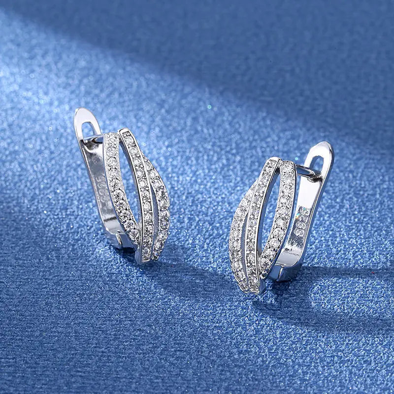 Orecchini in argento sterling 925 gioielli di alta qualità retrò modello semplice orecchini con zirconi bianchi viola vendita calda