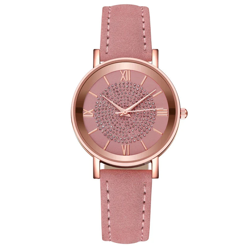 Orologio da donna alla moda con quadrante arabo, cinturino in pelle casual, orologi analogici al quarzo