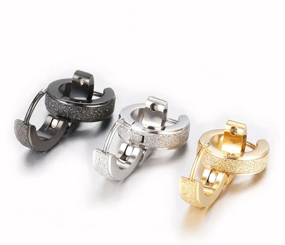 Orecchini a cerchio in acciaio inossidabile con glassa larga 2 pezzi orecchini rotondi neri per donna uomo Punk Vintage Circle Earring Jewelry Statement