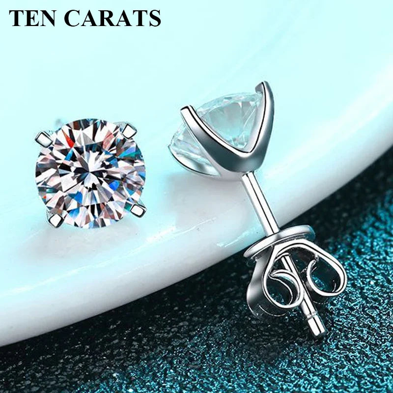 Orecchini a lobo QMSHR con moissanite da 0,5-2 carati, placcati oro giallo 18K, in argento 925, per matrimonio, gioielli da donna e uomo con certificato GRA