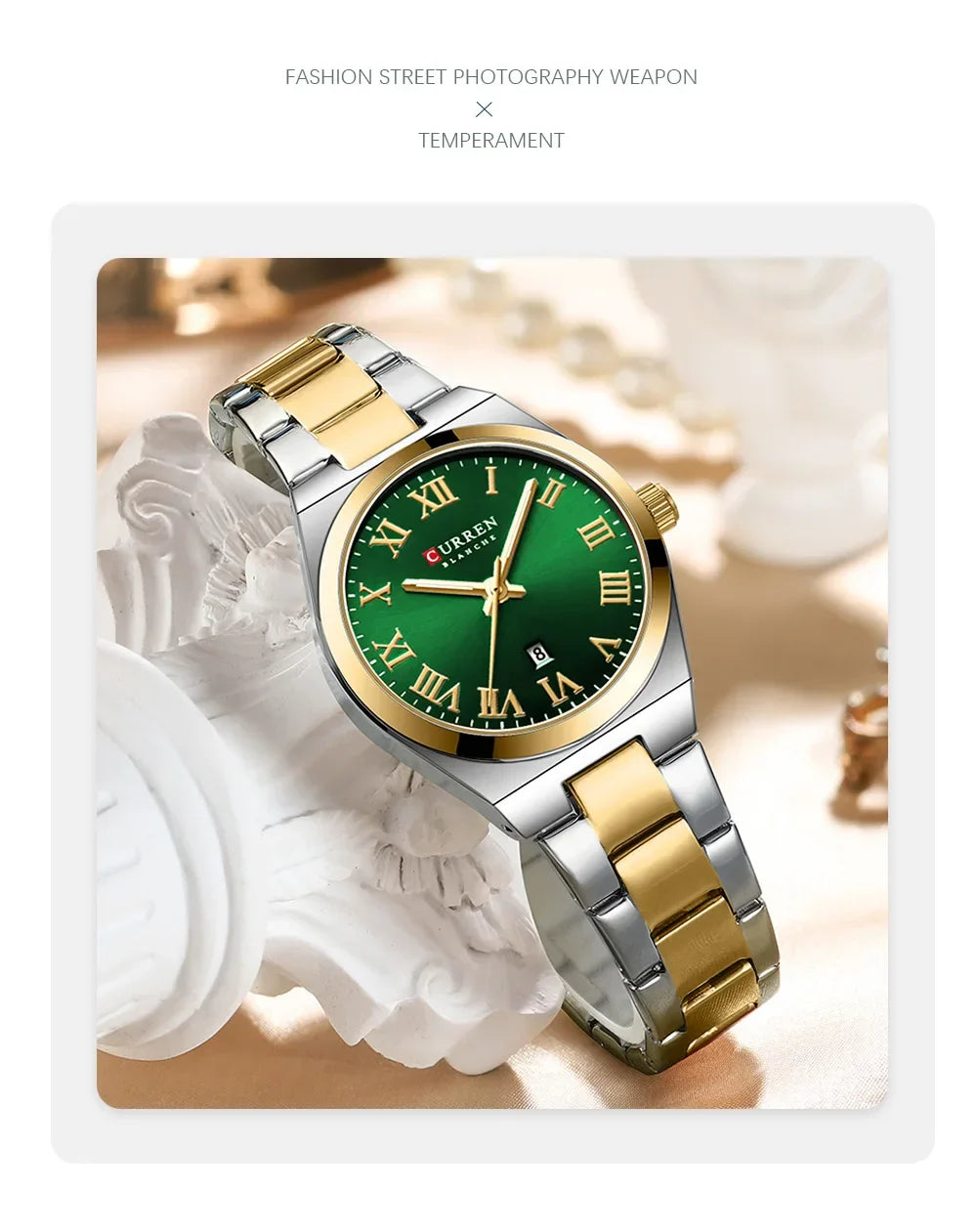 CURREN Orologio da donna, Orologi da donna, Orologi da donna, Abito alla moda impermeabile Bracciale in acciaio inossidabile Orologi analogici Data