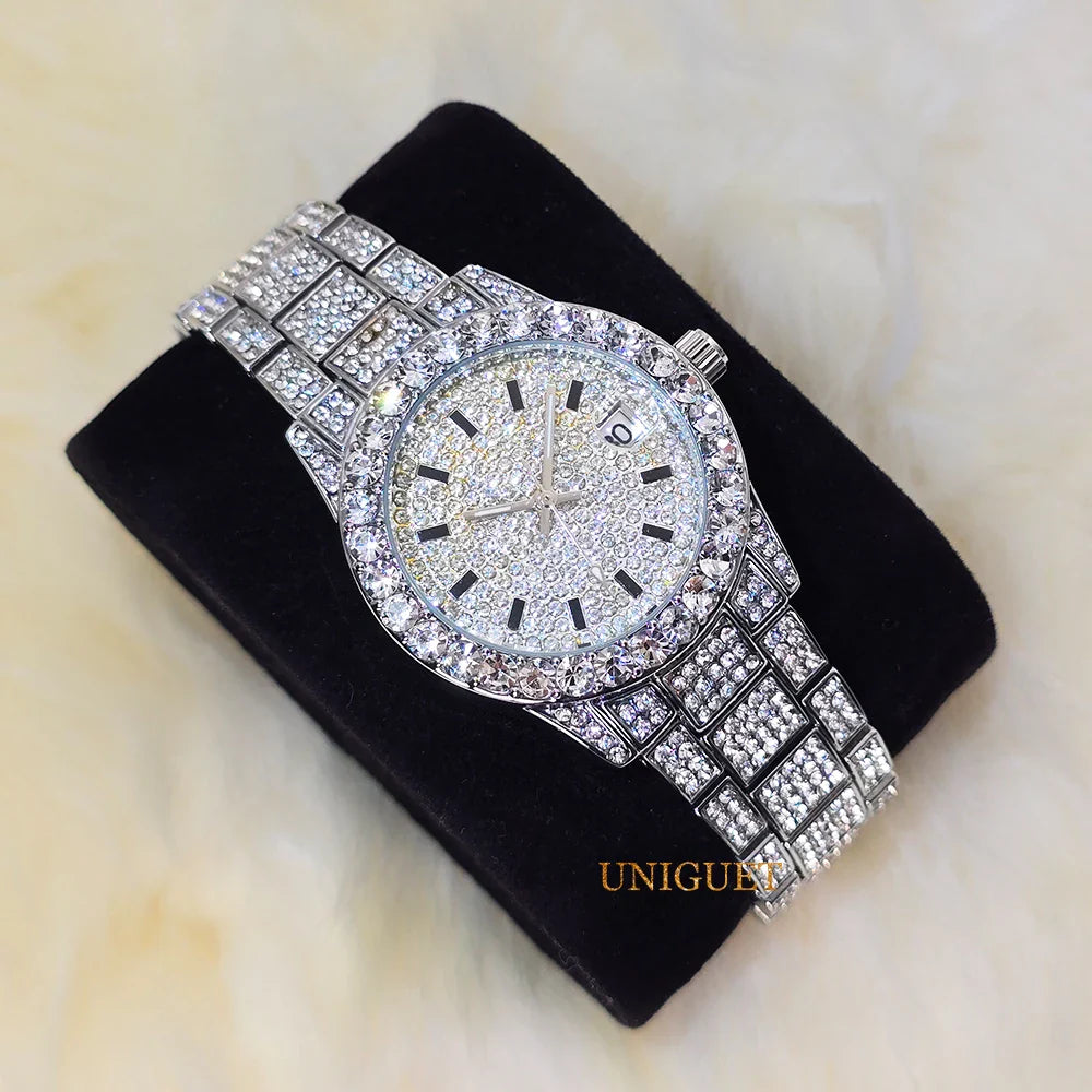 Orologio da Donna Elegante con Quadrante Piccolo Rosa, Orologio da Polso Mini con Diamanti Bling-Bling di Lusso per Abiti da Sera, Regalo per Lei