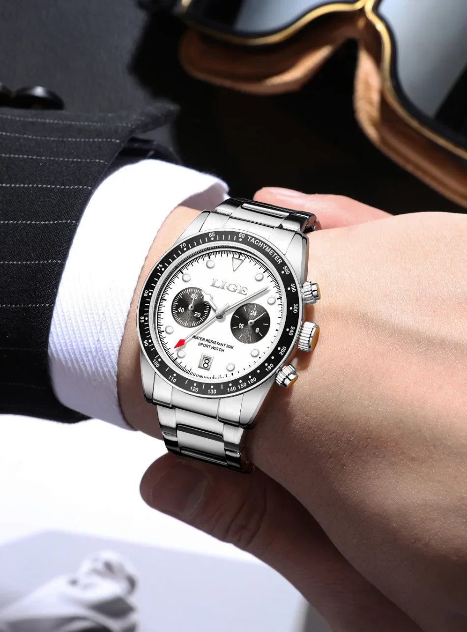 LIGE Nuovi orologi da uomo Orologi da polso al quarzo da uomo di lusso delle migliori marche Cronografo sportivo impermeabile e luminoso Relogio Masculino+BOX