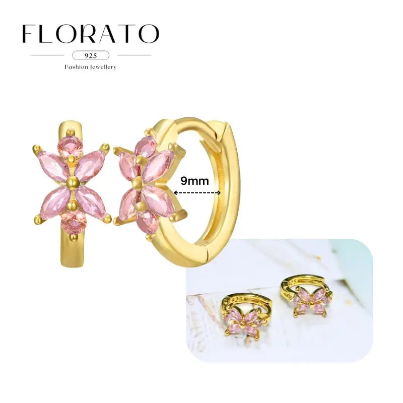 Lussuosa geometria 925 orecchio in argento sterling Ago rosa serie zircone orecchini a cerchio pendenti dolce moda regali di gioielli da sposa