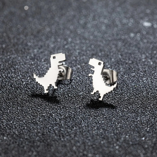 1 paio di nuova moda minimalista carino femminile in acciaio inossidabile mini dinosauro orecchini per ragazze accessori gioielli regali GED509