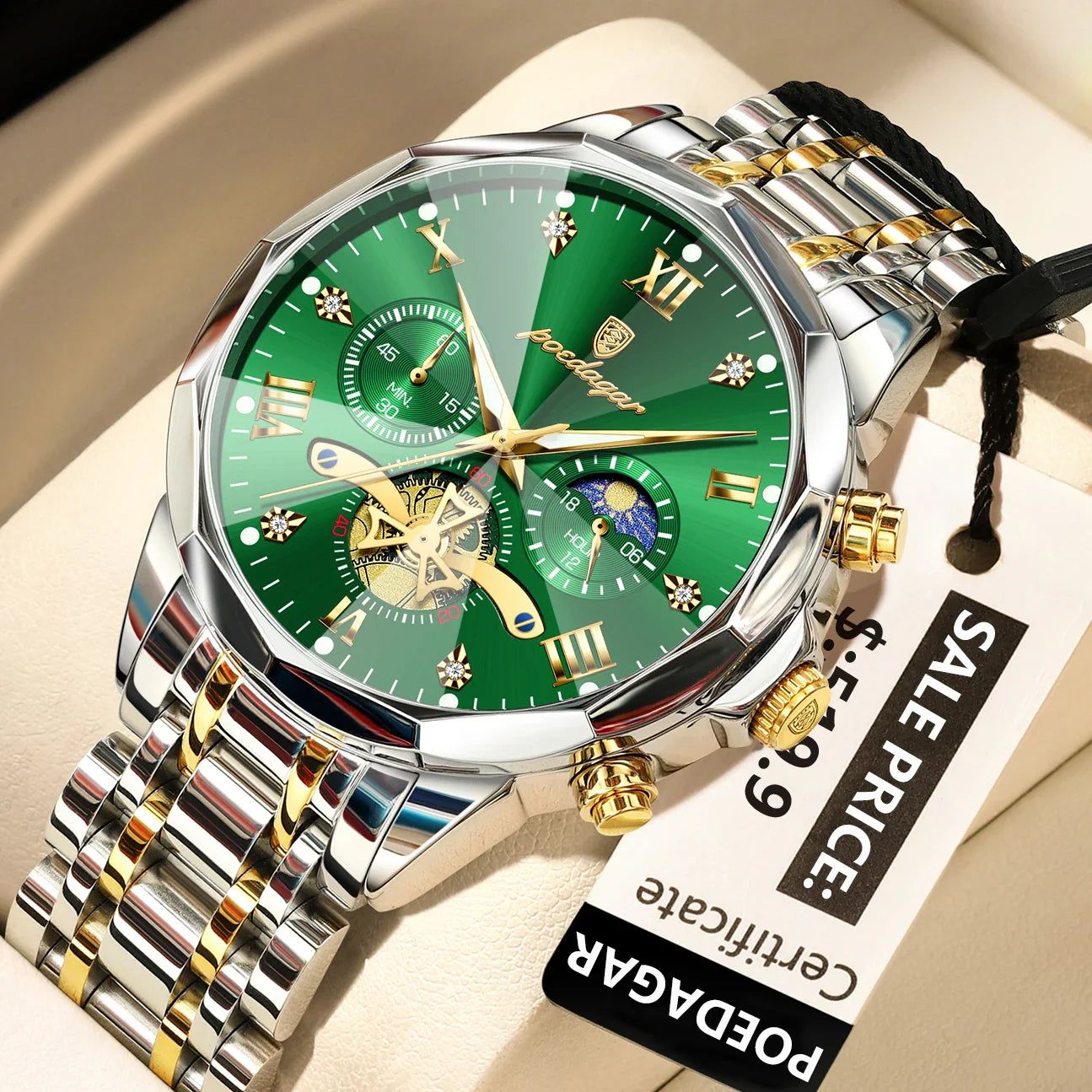 POEDAGAR Orologio da uomo di lusso Top originale impermeabile cronografo luminoso orologio da polso da uomo al quarzo in acciaio inossidabile orologi da uomo Reloj