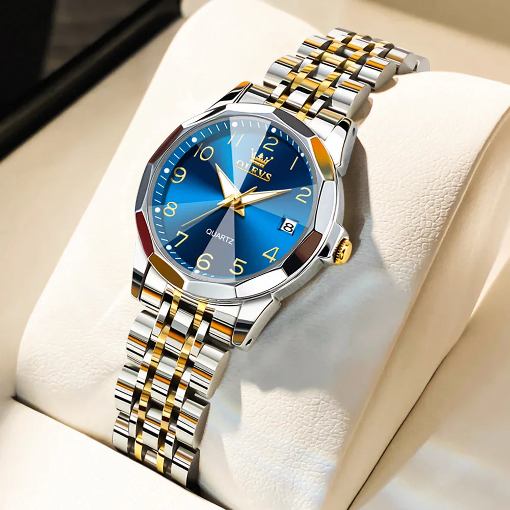 OLEVS 9931 Elegante Orologio da Donna di Lusso, Marca Originale, Movimento al Quarzo, Impermeabile, in Acciaio Inossidabile, Luminoso con Data