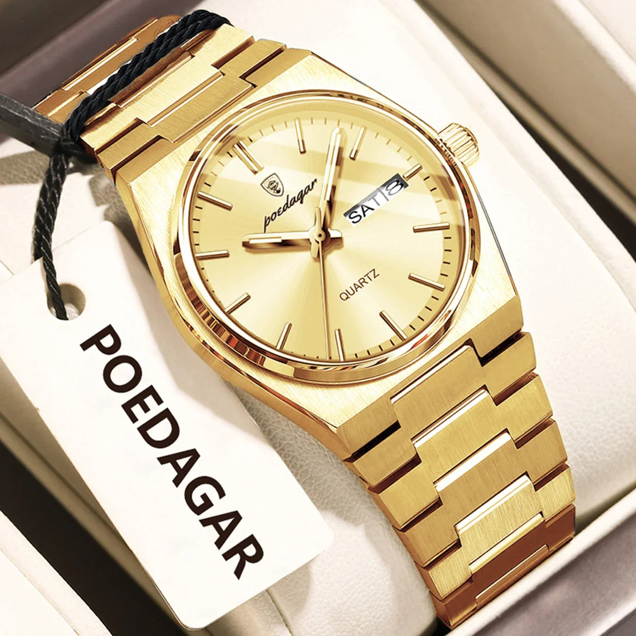 POEDAGAR Orologio da donna alla moda Orologio da polso da donna di lusso luminoso impermeabile in acciaio inossidabile Data settimana Orologi al quarzo da donna Reloj