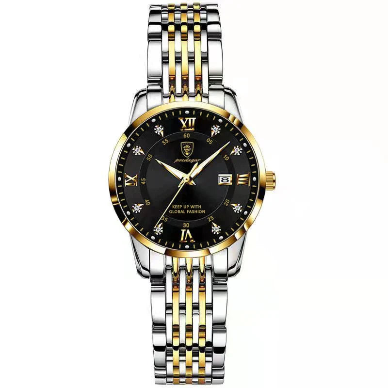 POEDAGAR Orologio da donna di lusso Orologio da donna impermeabile in acciaio inossidabile con data luminosa Orologi al quarzo da donna semplici e casual alla moda
