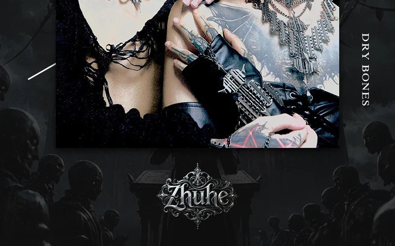 Set di Gioielli Punk Rock per Donne e Uomini, Collane e Anelli con Ciondolo a Croce Gotica, Collezione di Accessori Gioiello Audaci