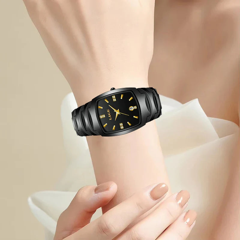 LIGE Orologio da Donna di Lusso alla Moda, Elegante e Semplice, in Acciaio Inossidabile, Casual, al Quarzo, con Calendario, Regalo Romantico per Signore, Novità
