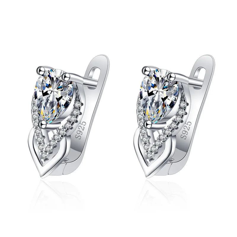 Orecchini in argento sterling 925 gioielli di alta qualità retrò modello semplice orecchini con zirconi bianchi viola vendita calda