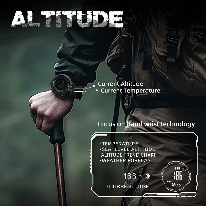 NORTH EDGE APACHE-46 Orologio digitale da uomo Sport all'aria aperta Corsa Nuoto Orologi sportivi all'aria aperta Altimetro Barometro Bussola WR50M