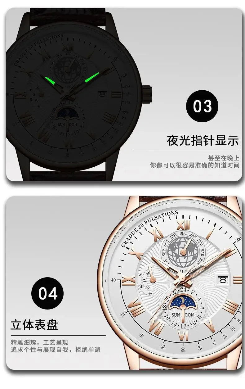 2024 Orologio da uomo alla moda Orologio da polso da uomo sportivo di lusso alla moda Orologio da uomo al quarzo con data in pelle luminosa impermeabile Orologio da uomo