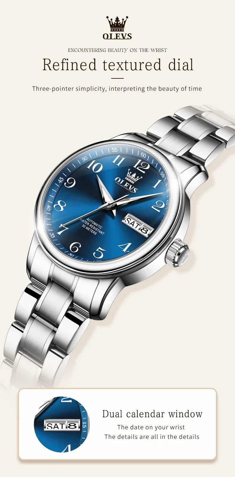 OLEVS Orologio di lusso di alta qualità per donna Orologio meccanico automatico da donna impermeabile in acciaio inossidabile Orologi da donna eleganti