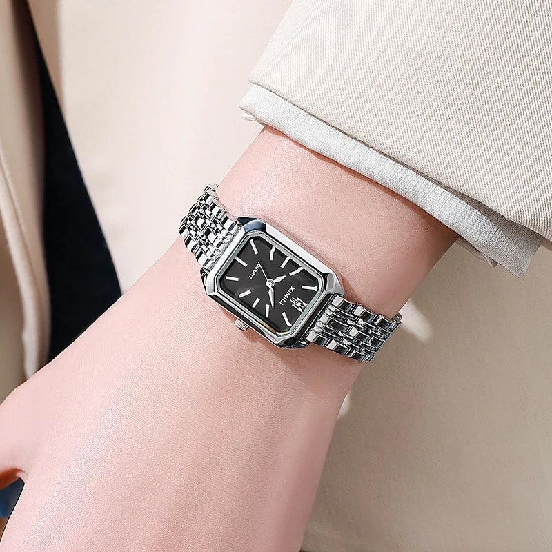 2025 Orologio da polso con cinturino in acciaio inossidabile di marca calda Orologio da polso al quarzo regalo di lusso da donna Orologio da polso al quarzo quadrato semplice moda studente