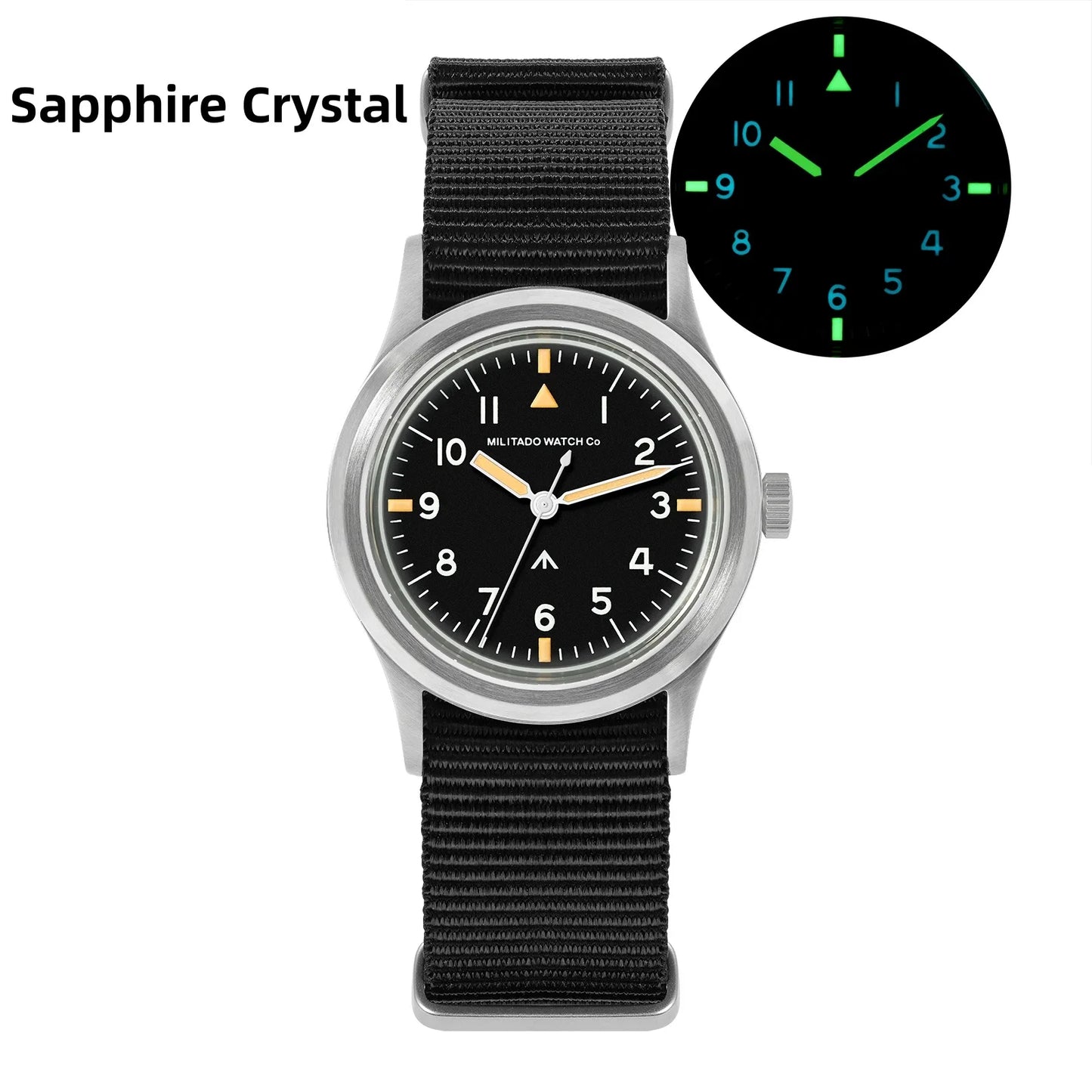 Militado ML14 36mm Orologio VH31 Sweep Secondo Movimento al quarzo Orologio Cristallo di zaffiro Super luminoso BGW9 C3 100m Orologi impermeabili